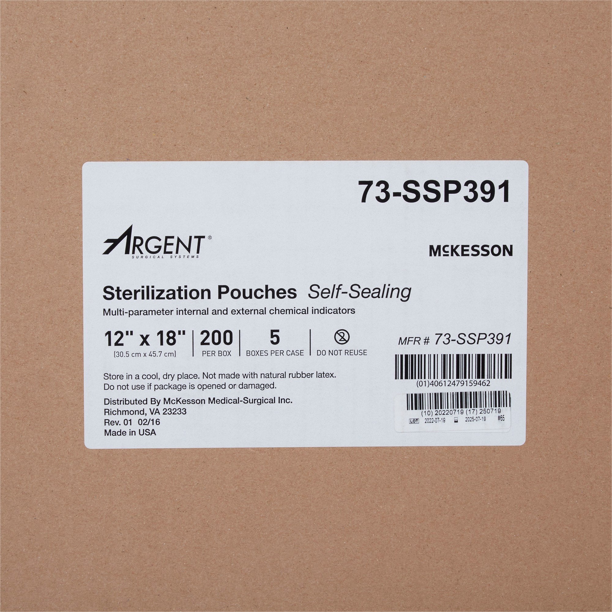 McKesson Argent® Sure-Check® Sterilization Pouch, 12 x 18 Inch 73-SSP391