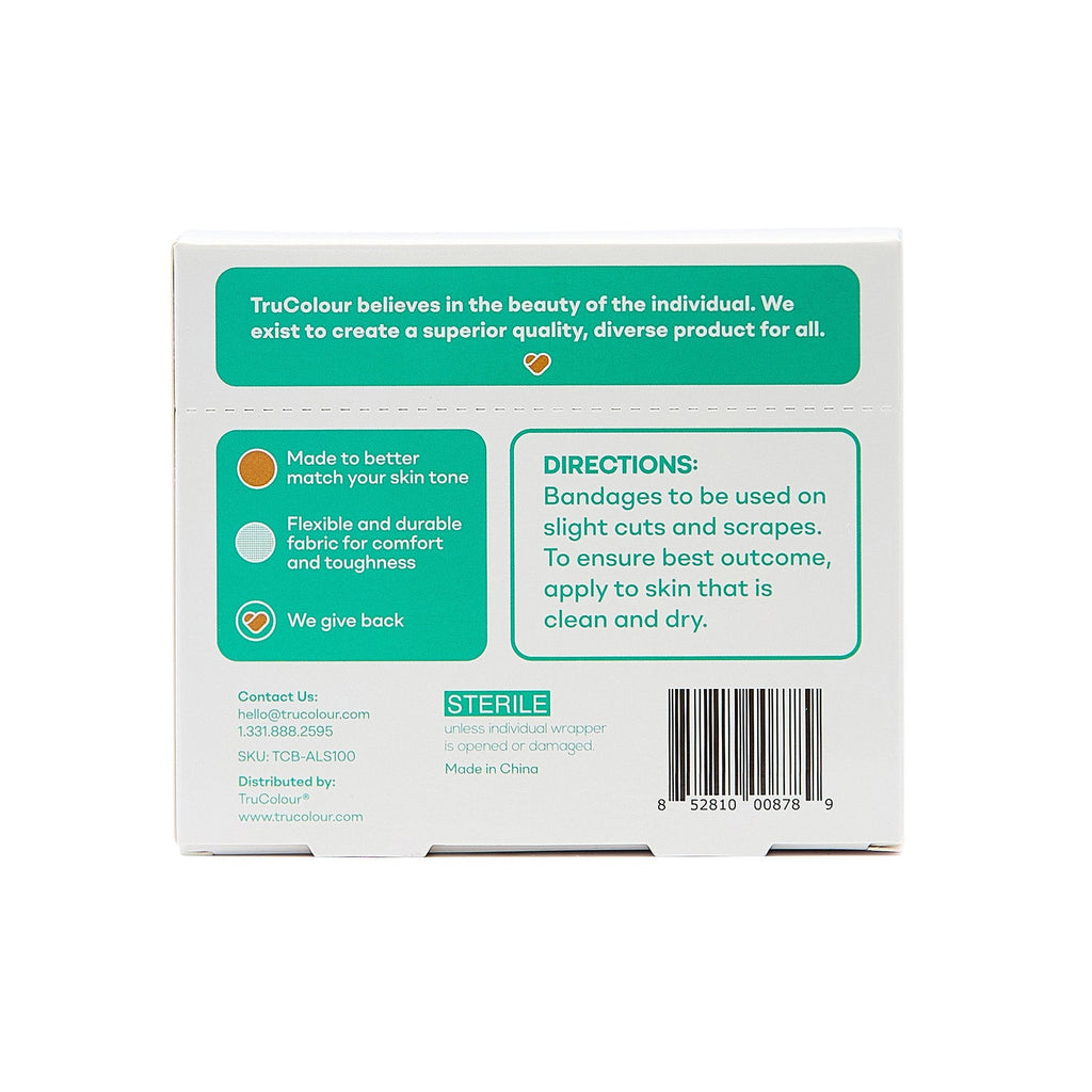 Tru-Colour Skin Tone Shade Fabric Bandage Adhesive Strips – Beige, 1 x 3 Inch TCB-ALS100