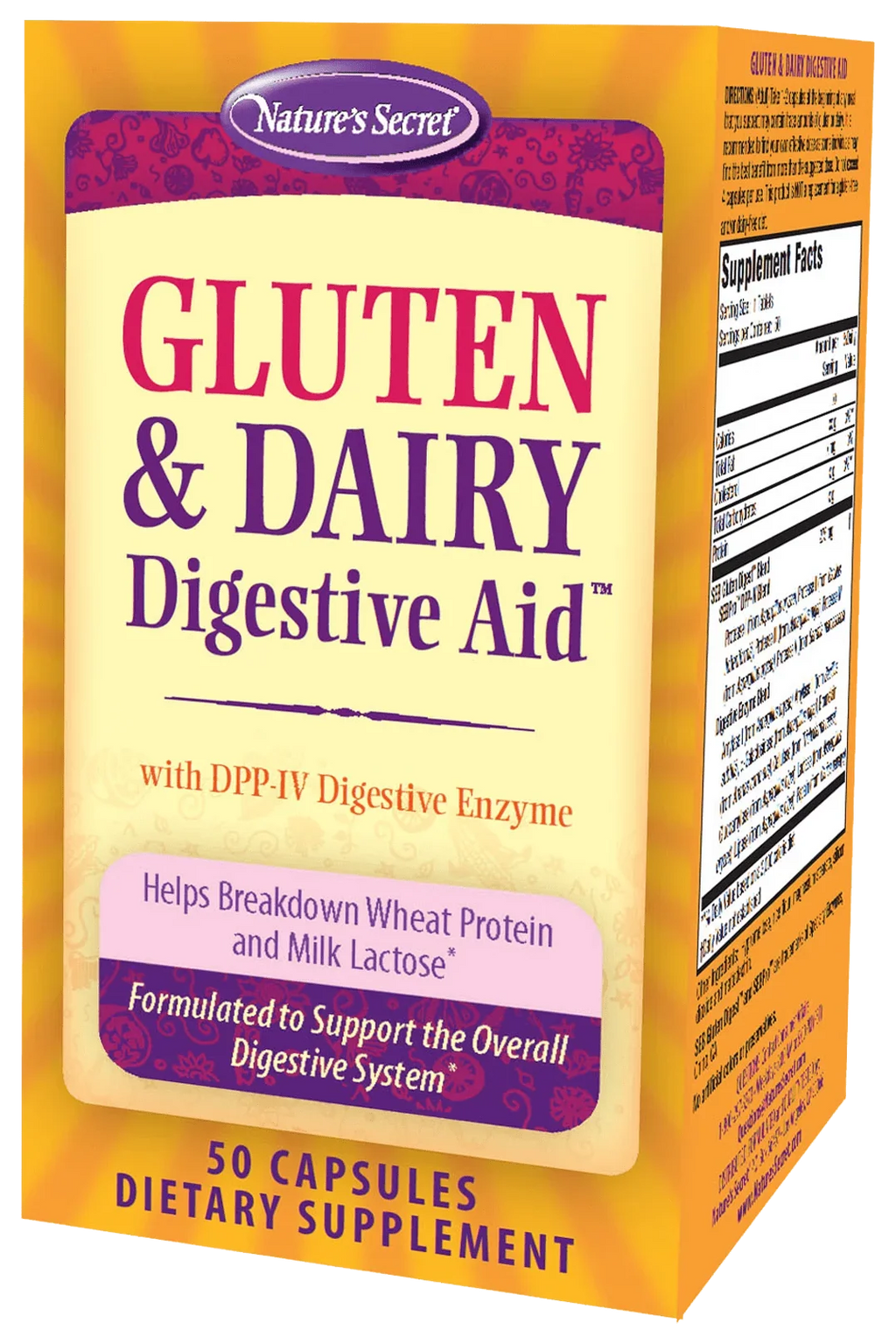 Nature's Secret Gluten and Dairy Digestive Aid, Digestive Enzyme Supplement, 50 Capsules