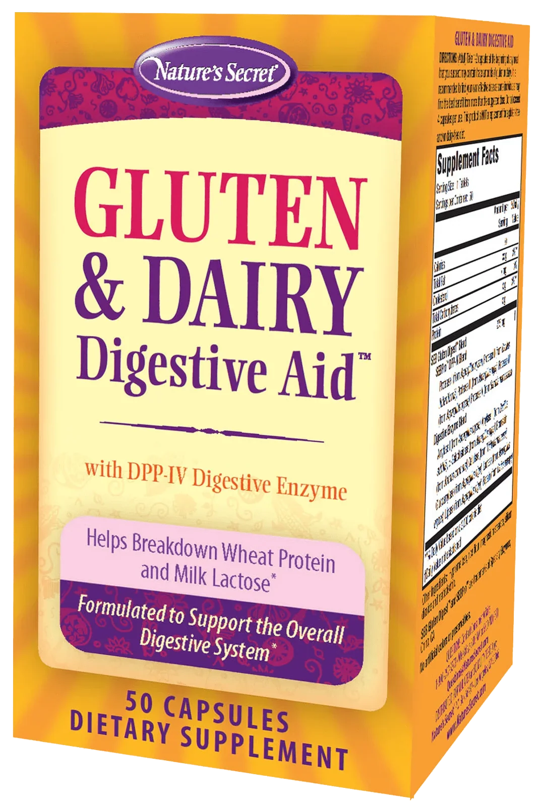 Nature's Secret Gluten and Dairy Digestive Aid, Digestive Enzyme Supplement, 50 Capsules