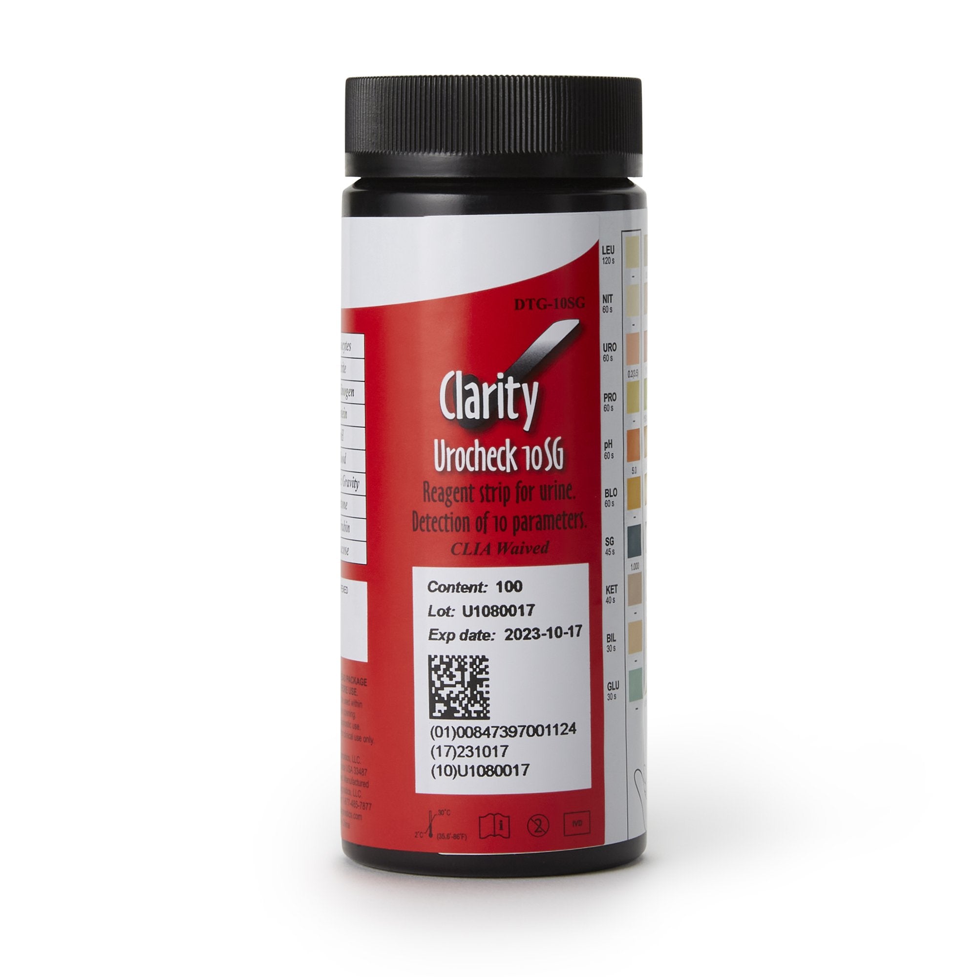 Clarity® Urocheck 10SG Urine Reagent Strips, General Chemistry tests DTG-10SG