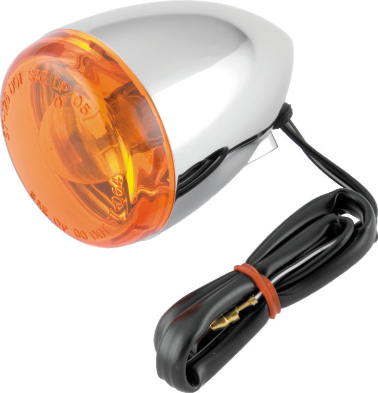 Bikers Choice Chrome Bullet Front Turn Signal Amber Lens Single Filament Replaces H-D 68885-00 489936