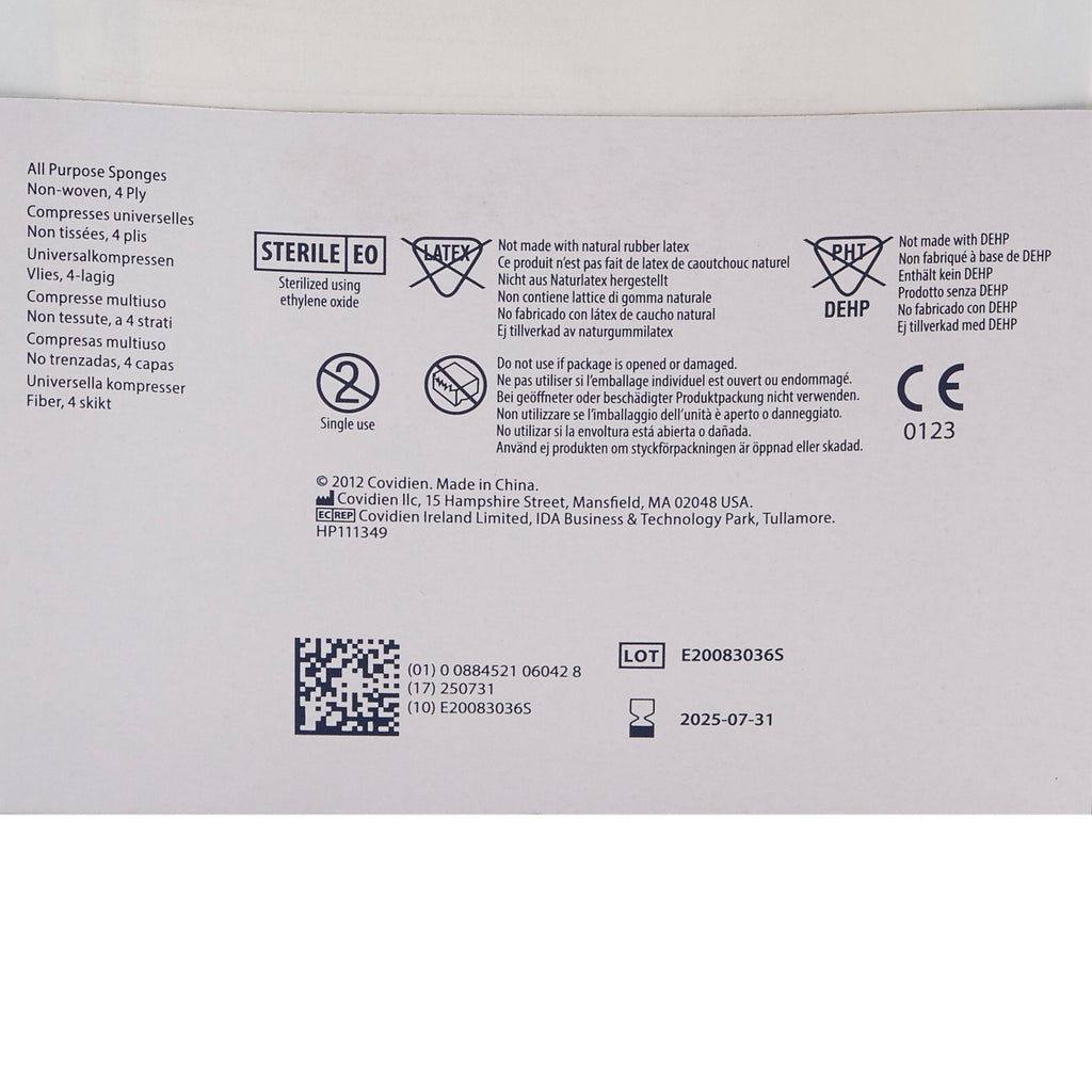 Curity™ Sterile Nonwoven Sponge, 4 x 4 Inch, 4-Ply 8044--