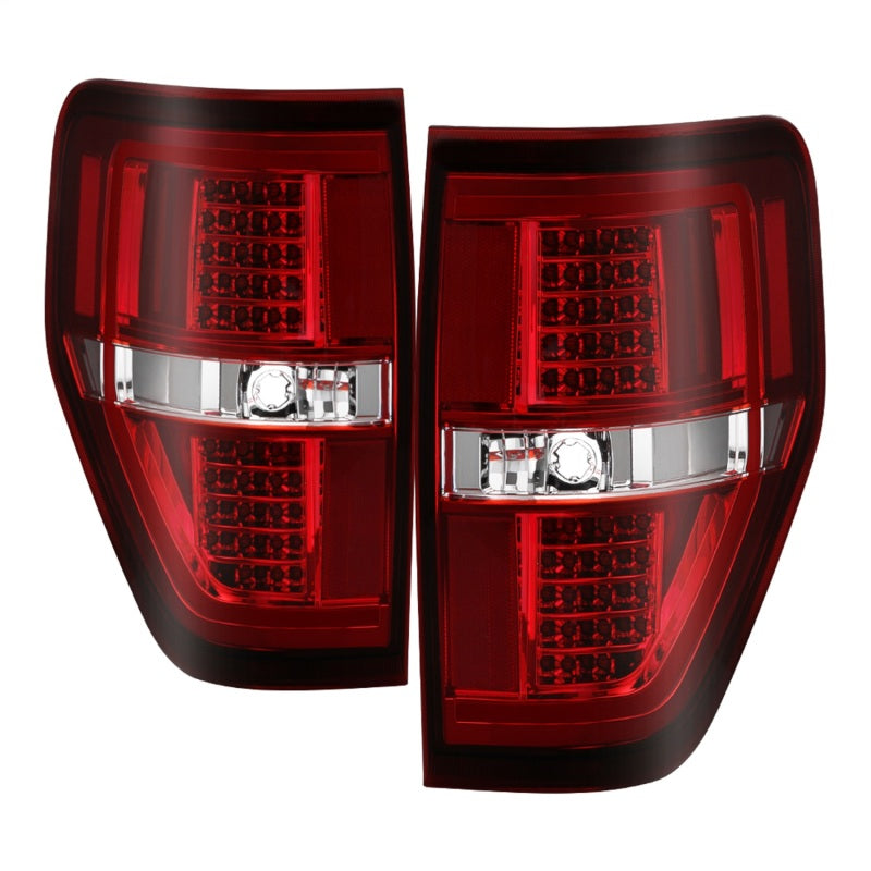 SPYDER xTune 09-14 Ford F-150 Light Bar LED Tail Lights - Red Clear (ALT-JH-FF15009-LBLED-RC) 9042201