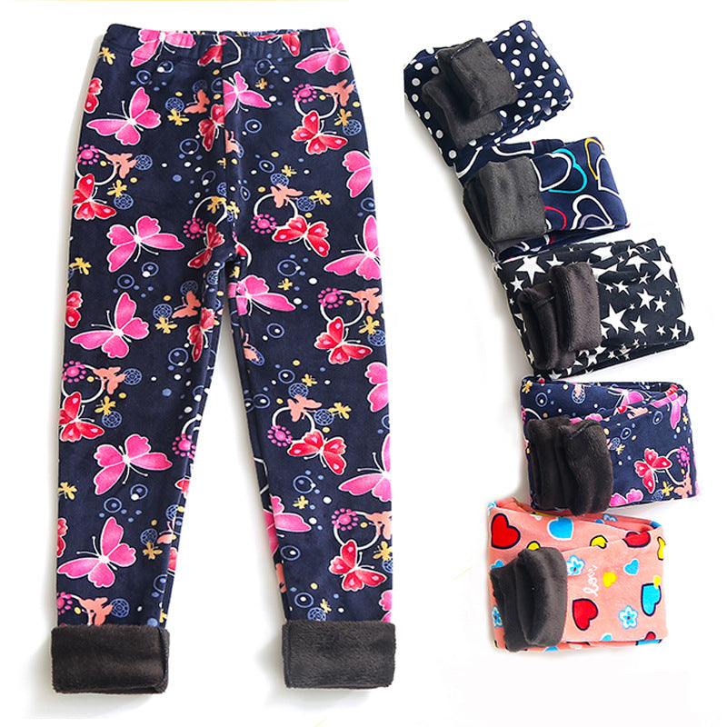 Childrens Printed Slim-fit Warm Pants Long Outerwear Trousers For Older Kids