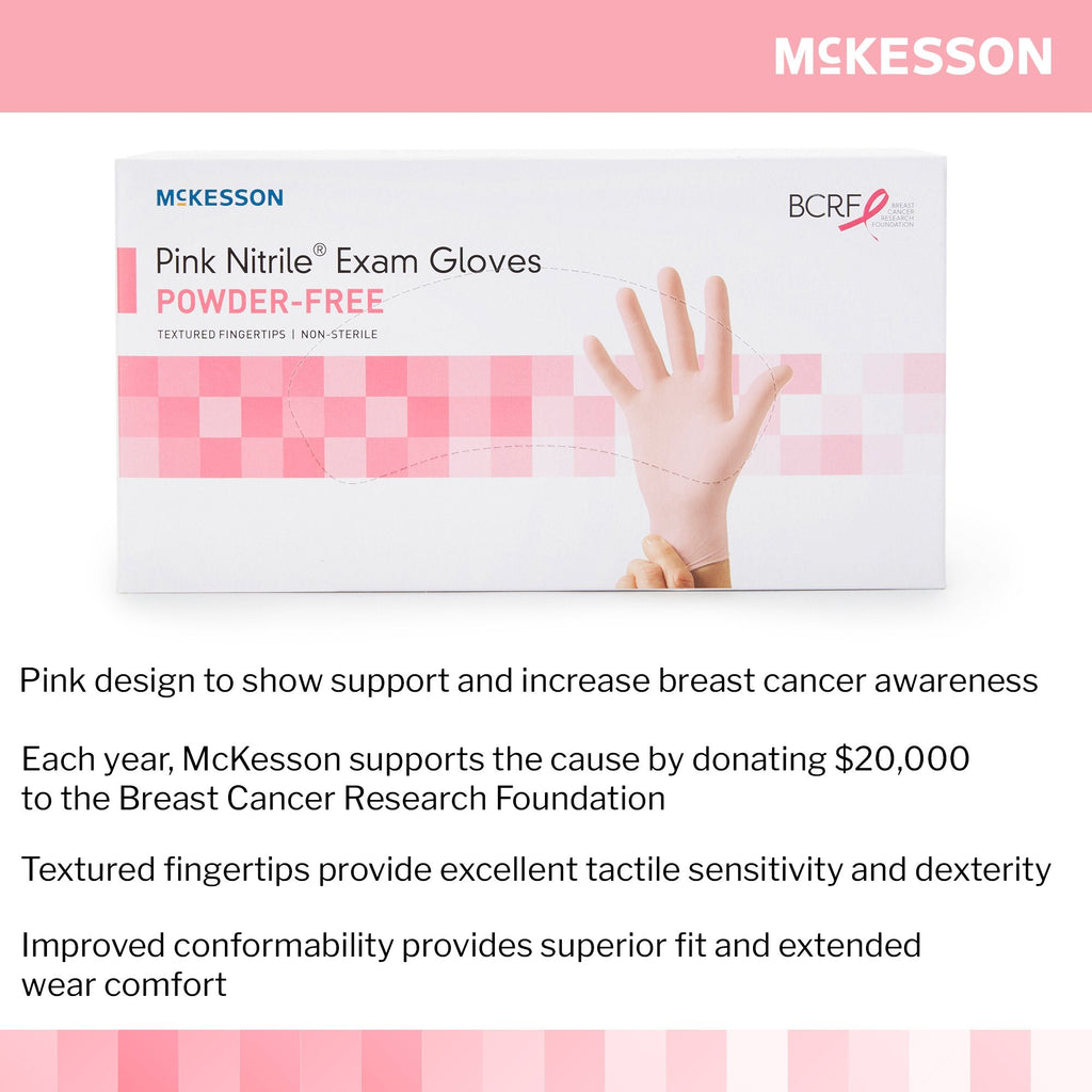 McKesson Pink Nitrile® Exam Glove, Medium, Pink 14-6NPNK4
