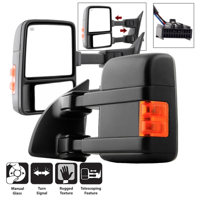 SPYDER xTune 99-15 Ford SuperDuty L/R Manual Extendable - Manual Adjust Mirror MIR-FDSD08S-MA-AM-SET 9935794