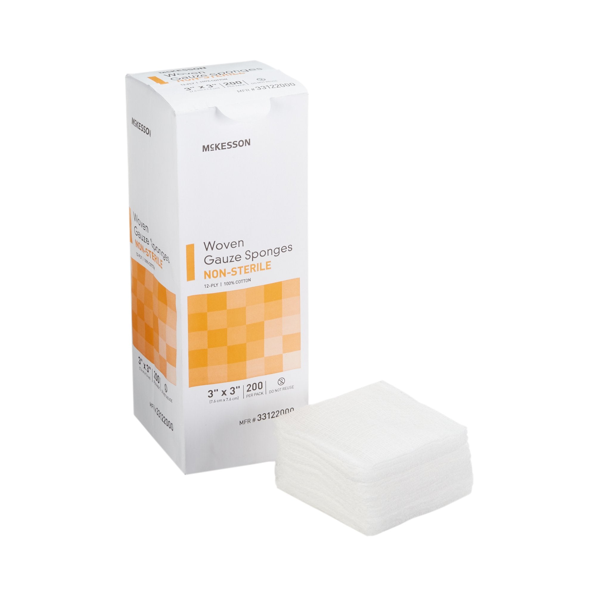 McKesson Gauze Sponge, 3 x 3 Inch, 12-Ply 33122000