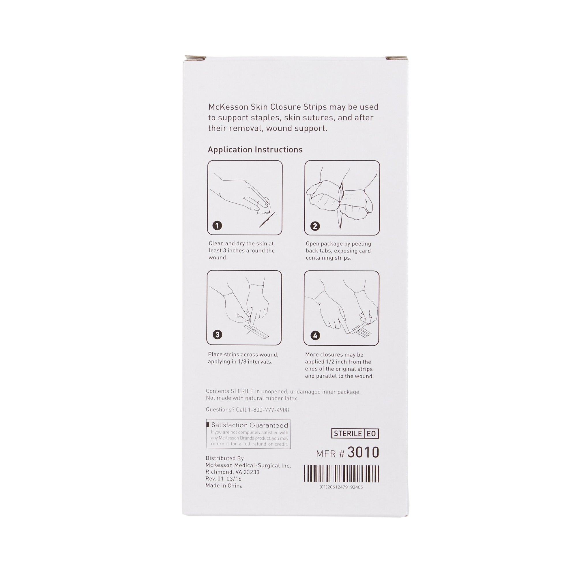 McKesson Skin Closure Reinforced Strip, ½ X 4 Inch 3010