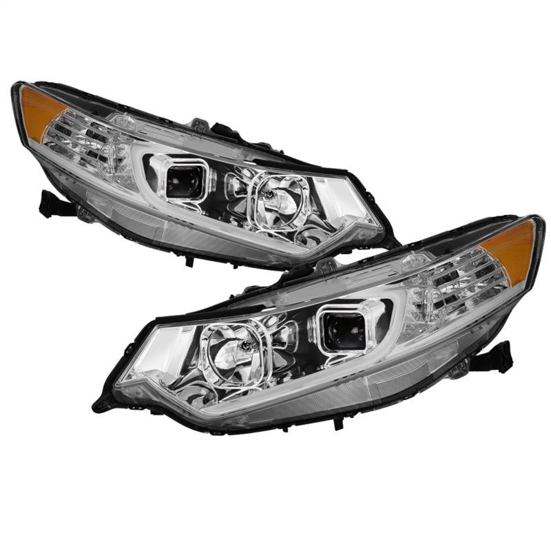 SPYDER xTune 09-14 Acura Projector Headlights - Light Bar DRL - Chrome (PRO-JH-ATSX09-LB-C) 9042225