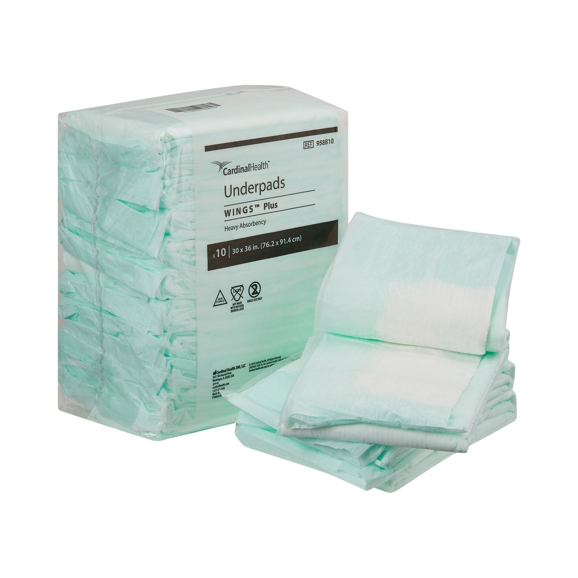 Wings™ Plus Heavy Absorbency Underpads, 30 X 36 Inch 958B10
