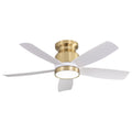 42" Flush Mount Ceiling Fan with LED Light & Remote – Dimmable 3CCT, Reversible DC Motor | Black, Gold & Black+Gold