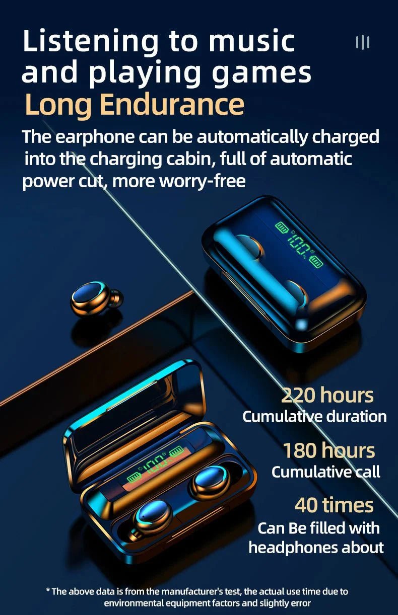F9 - 5C Wireless Bluetooth Earphones – 9D Stereo, Waterproof, Noise Cancelling - PhishStones Products
