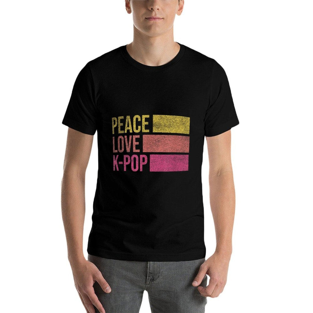 Retro K-Pop Forn Girls Women KPop And Peace  Stretchy T-Shirt