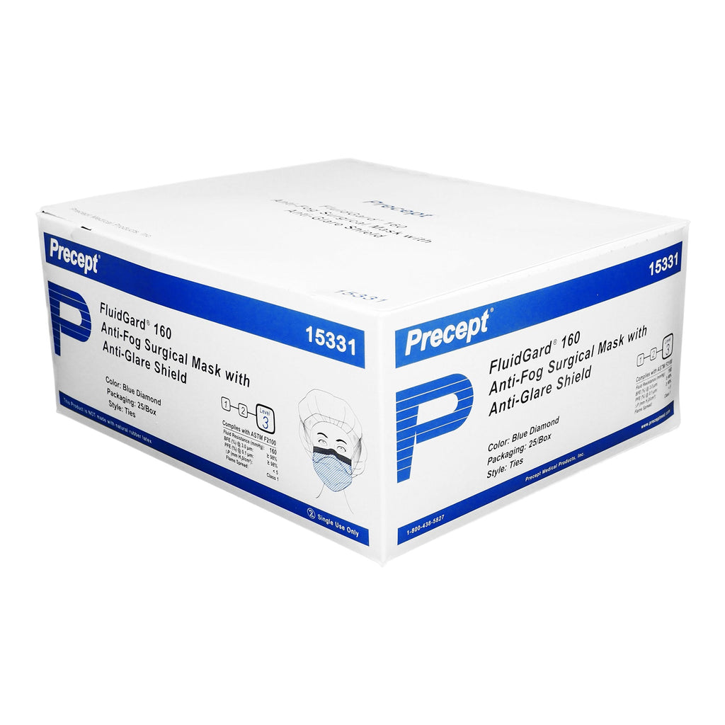 Precept® Fluidgard® Level 3 Surgical Mask with Anti-Fog/Glare Eye Shield 15331