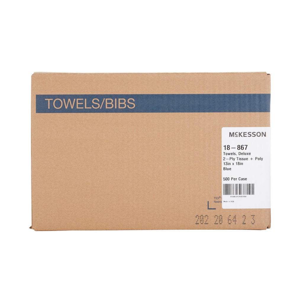 McKesson Nonsterile Blue Procedure Towels, 13 x 18 Inch 18-867