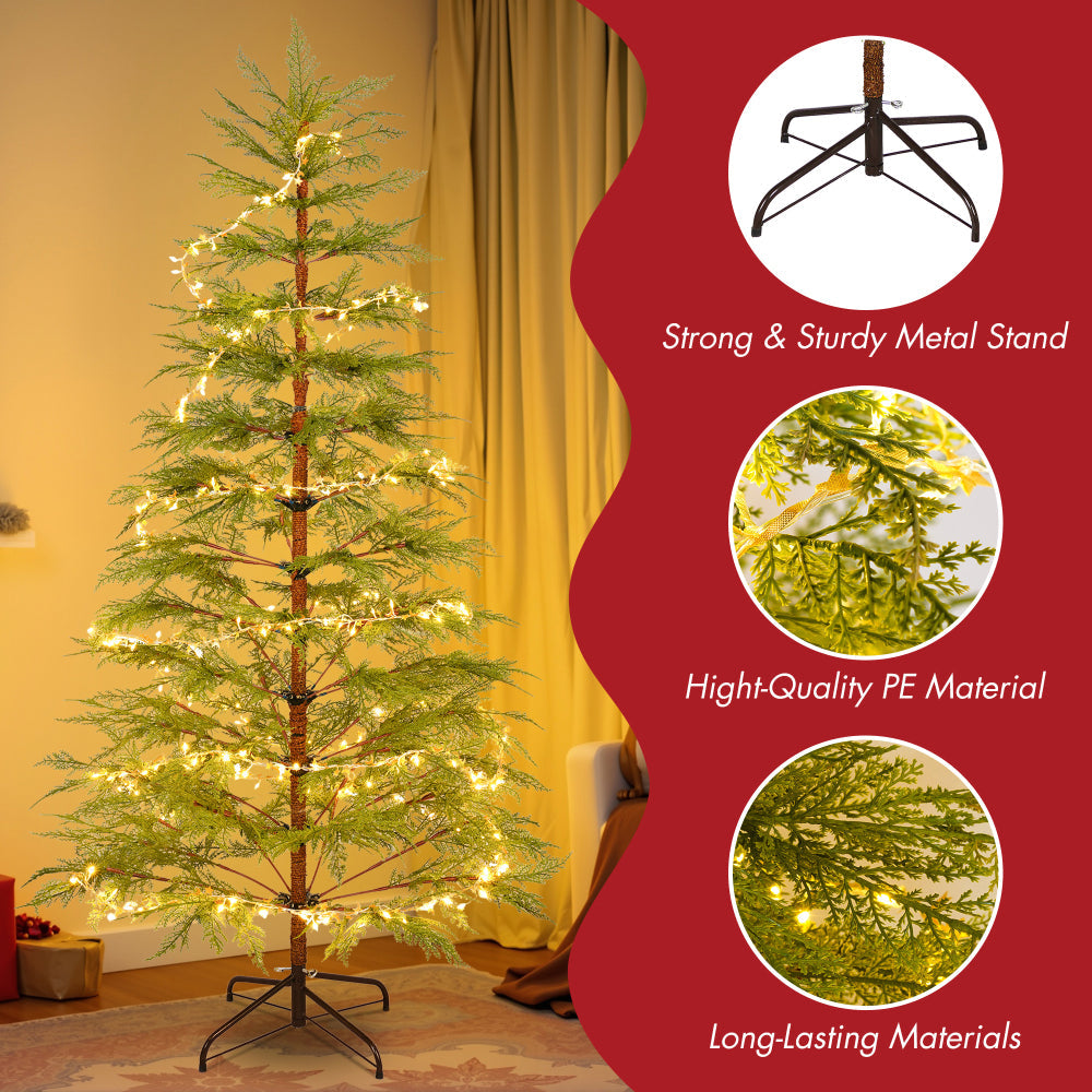 6 FT Pre-Lit Artificial Christmas Tree | 300 Star & Moon LED Lights, 612-Tip PE Realistic Branches & Metal Stand — Full Holiday Tree
