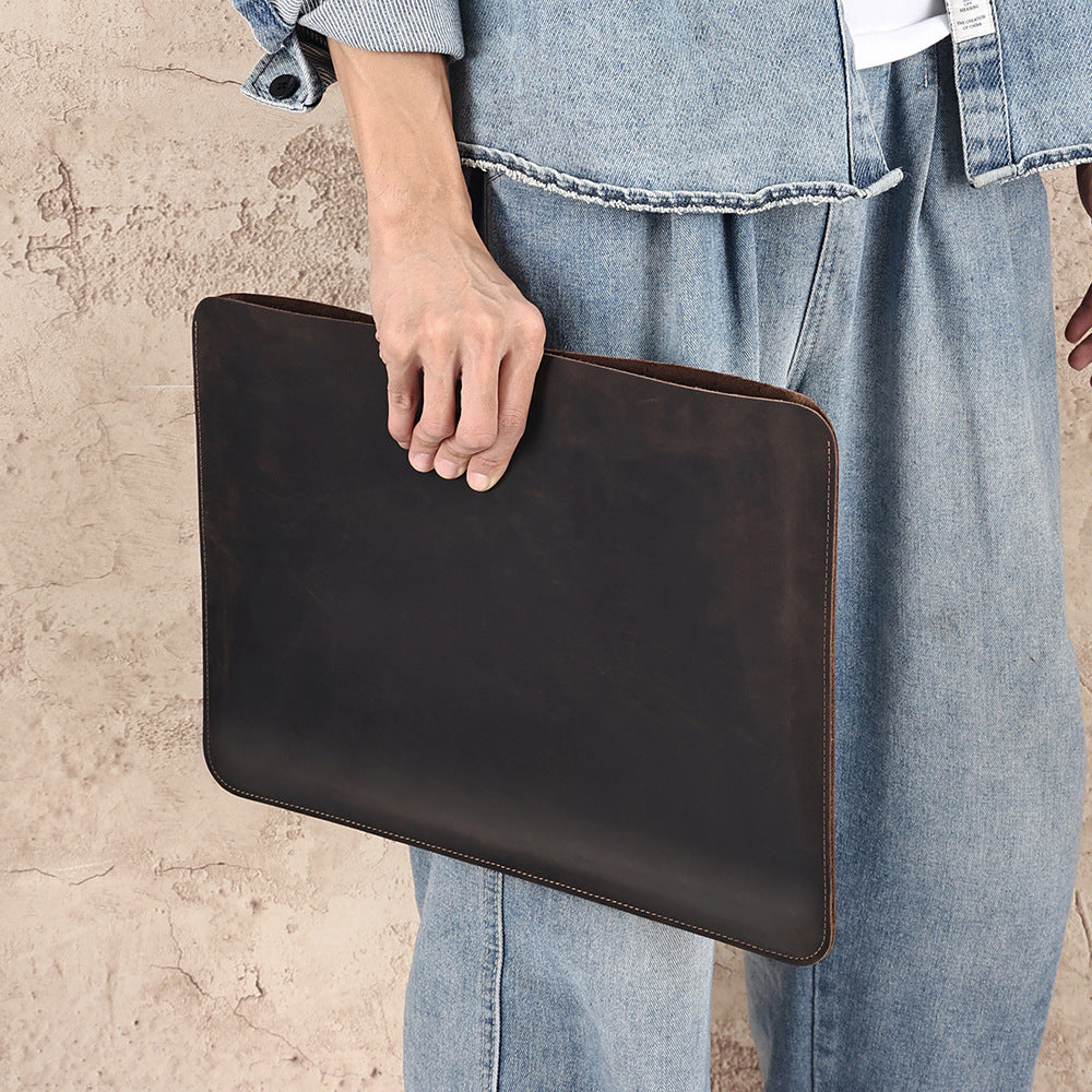 Computer Multi-functional Crazy Horse Leather Horizontal Liner Bag