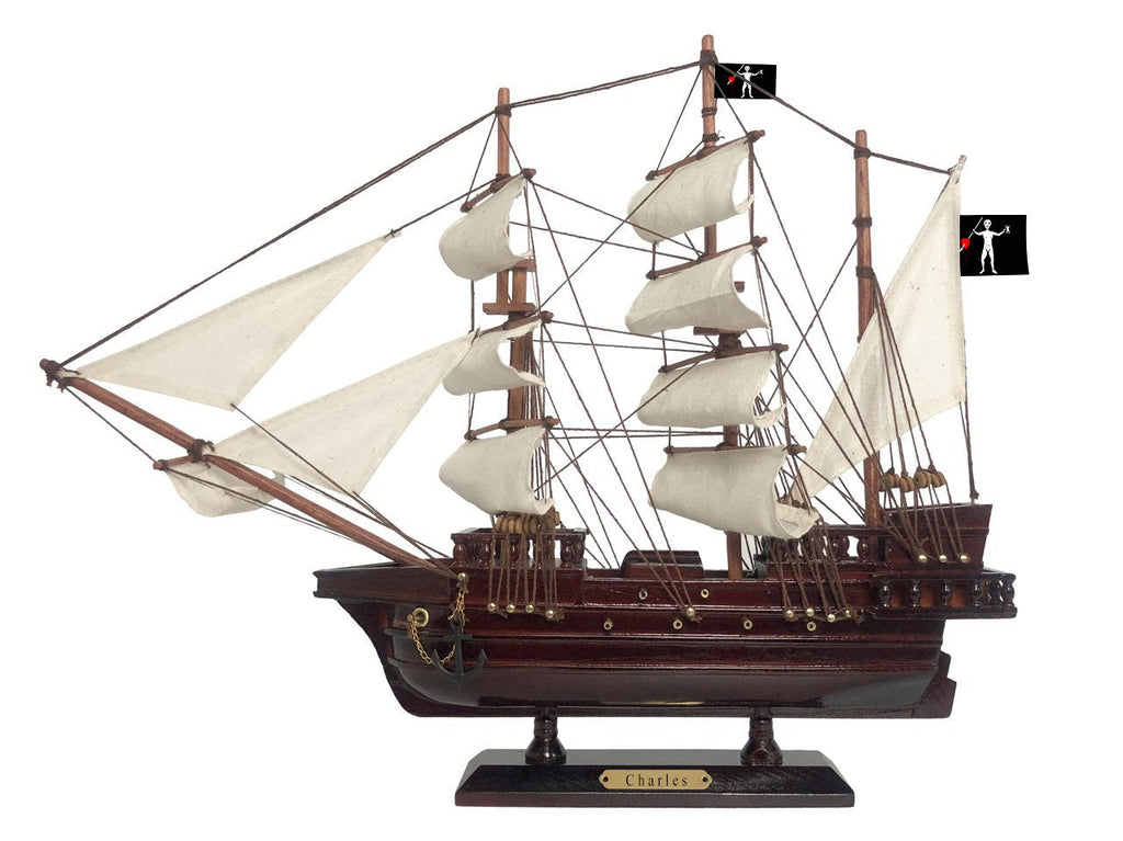 Wooden John Halsey's Charles White Sails Pirate Ship Model 20""