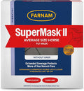 Farnam SuperMask II horse fly mask without ears, extended coverage, protects eyes from insects and debris, adjustable throat latch, Average Horse Size - PhishStones Products