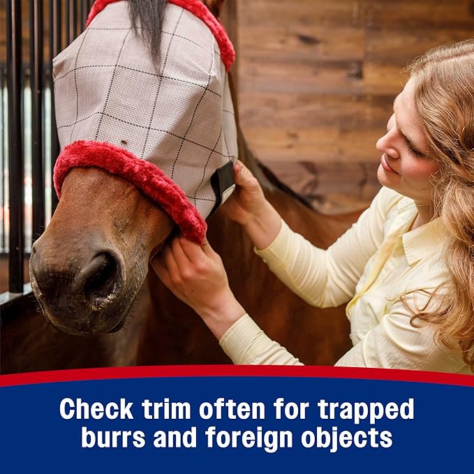 Farnam SuperMask II horse fly mask without ears, extended coverage, protects eyes from insects and debris, adjustable throat latch, Average Horse Size - PhishStones Products