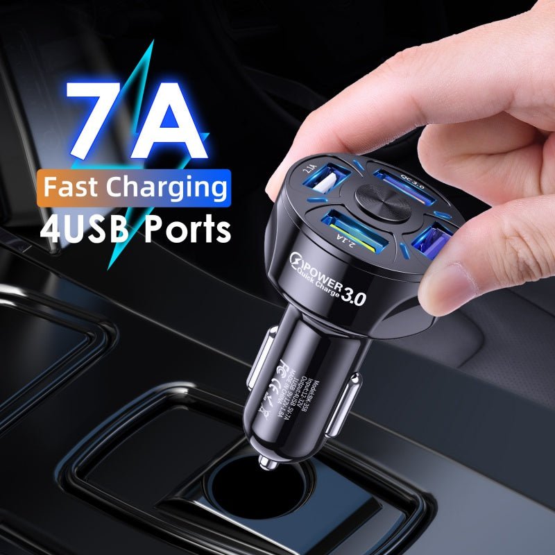 Fast Charge Car Charger One For Four Car Mobile Phone Charger Car Charger - PhishStones Products
