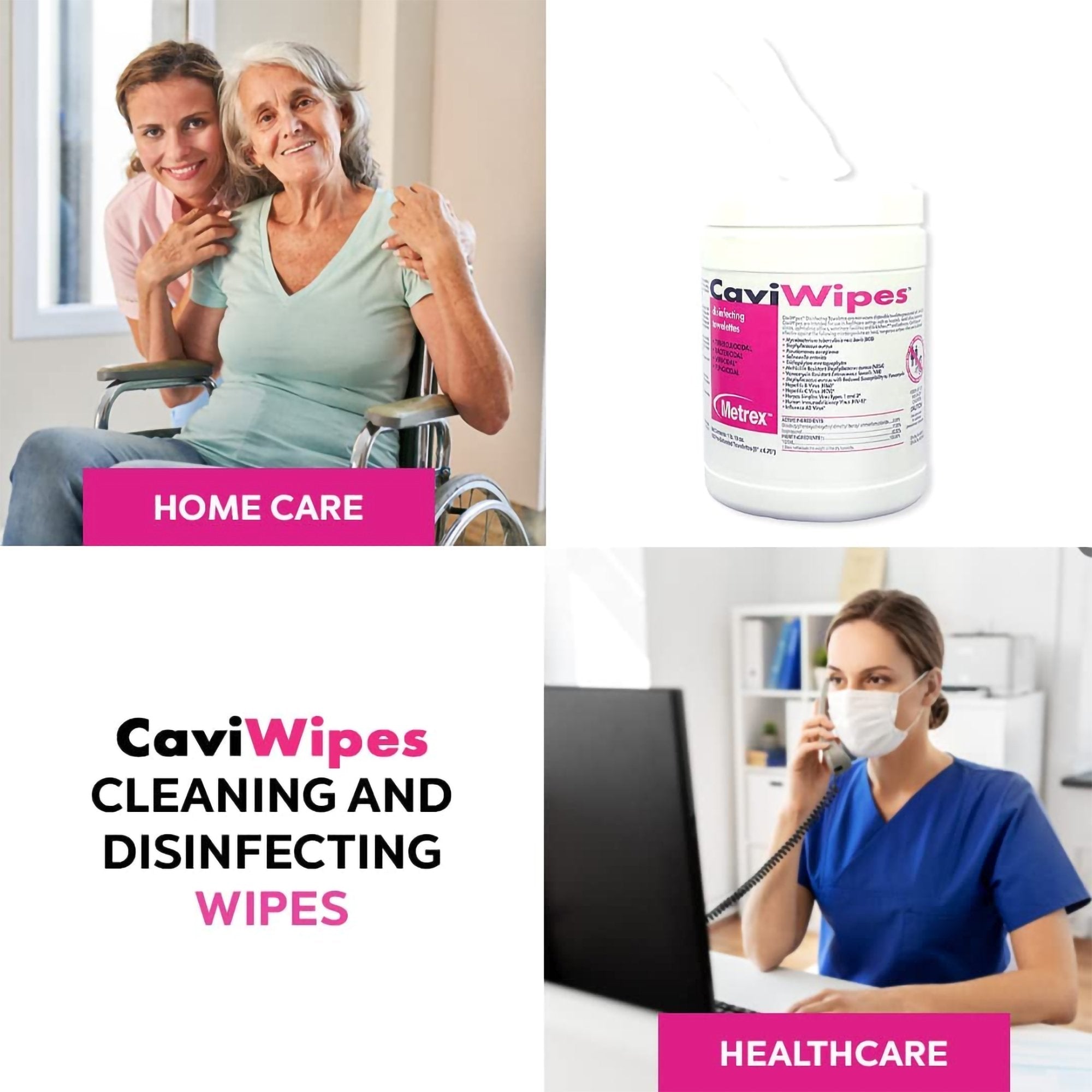 Metrex CaviWipes Surface Disinfectant Alcohol-Based Wipes Canister 6 x 6.75 Inch 13-1100