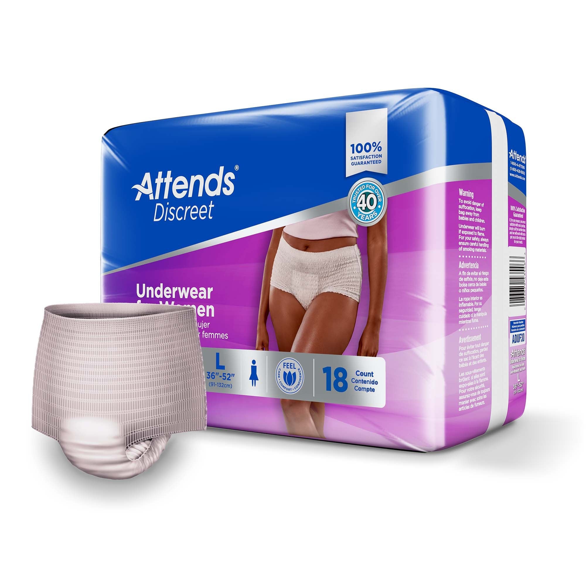 Attends® Discreet Women's Underwear, Level 5, Large ADUF30