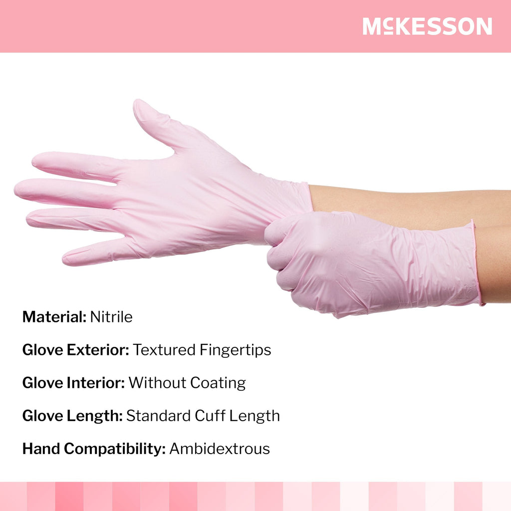 McKesson Pink Nitrile® Exam Glove, Medium, Pink 14-6NPNK4