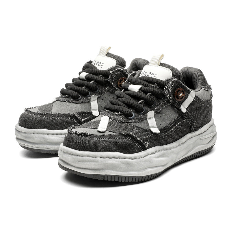 Special-interest Design 7cm Invisible Height Increasing Distressed Dissolved Board Shoes