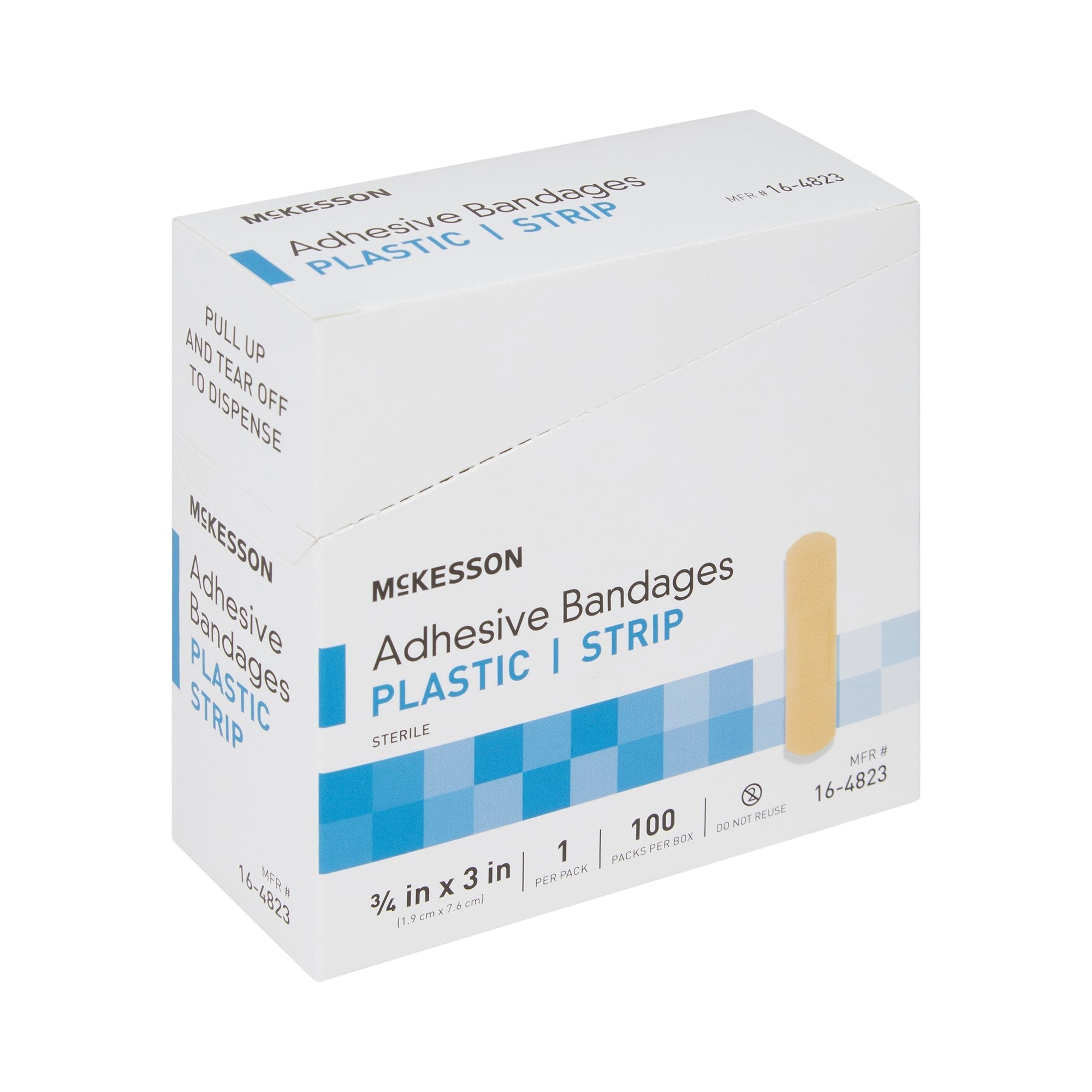 McKesson Adhesive Strip/Plastic Patch, 3/4 x 3 Inch 16-4823