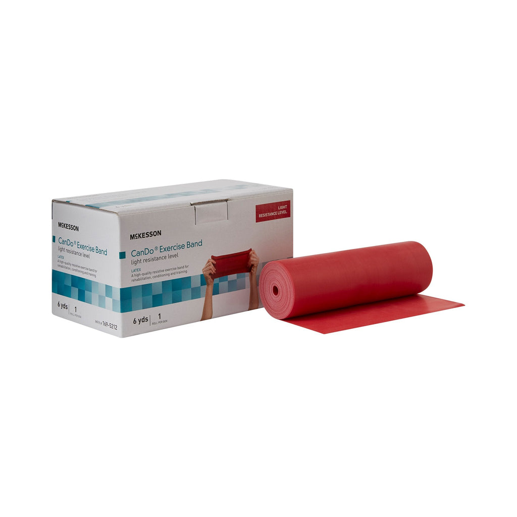 McKesson Exercise Resistance Band, Red, 5 Inch x 6 Yard, Light Resistance 169-5212