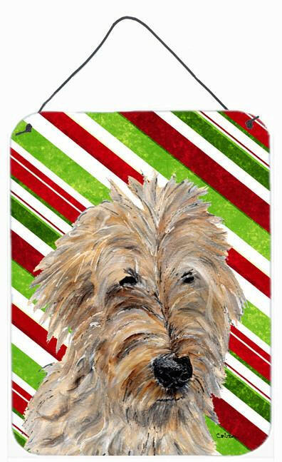 Golden Doodle 2 Candy Cane Christmas Wall or Door Hanging Prints Aluminum Metal Sign Kitchen Wall Bar Bathroom Plaque Home Decor Front Door Plaque, 12x16, Multicolor