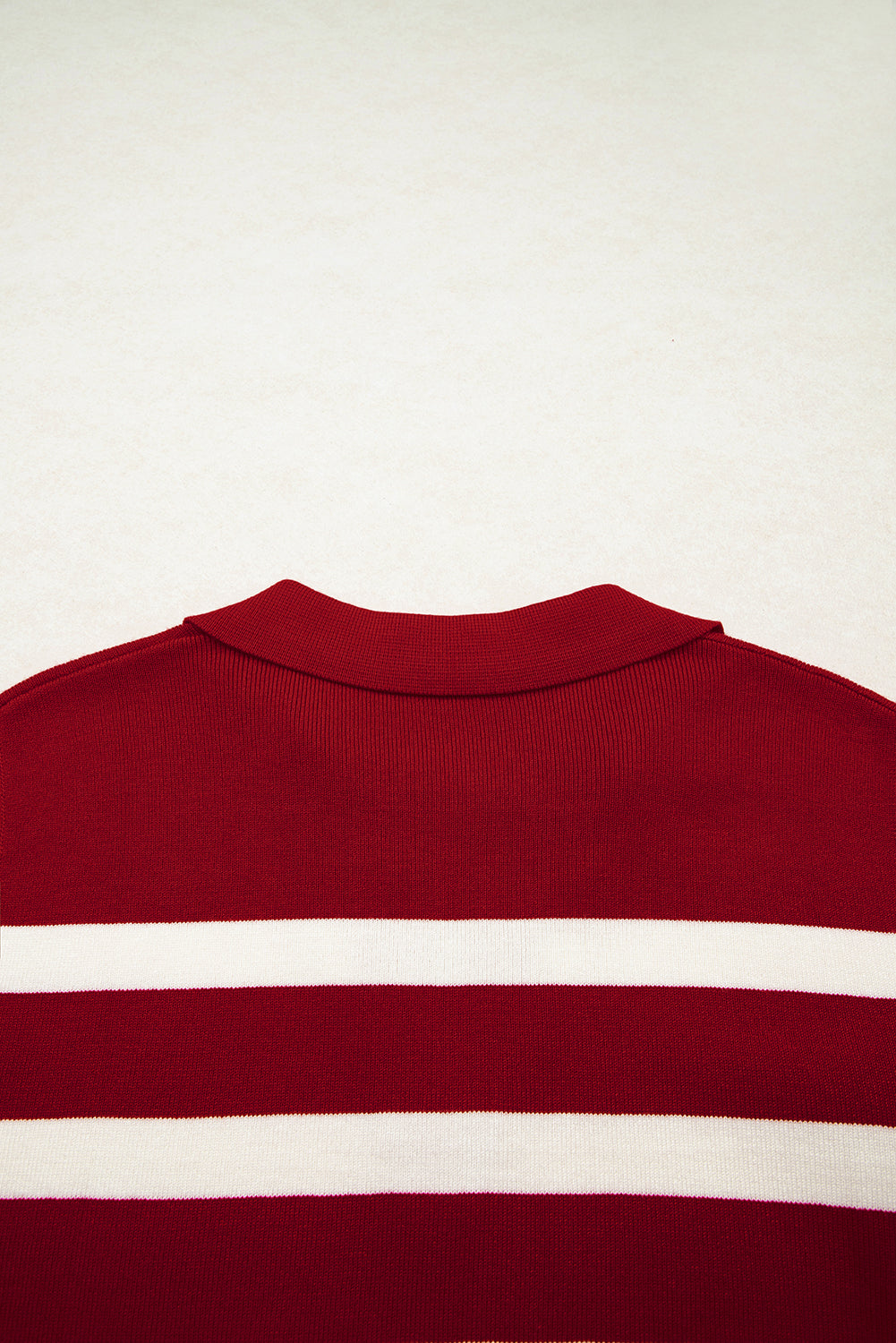 Red Stripe Collared Split Neck Sweater Vest