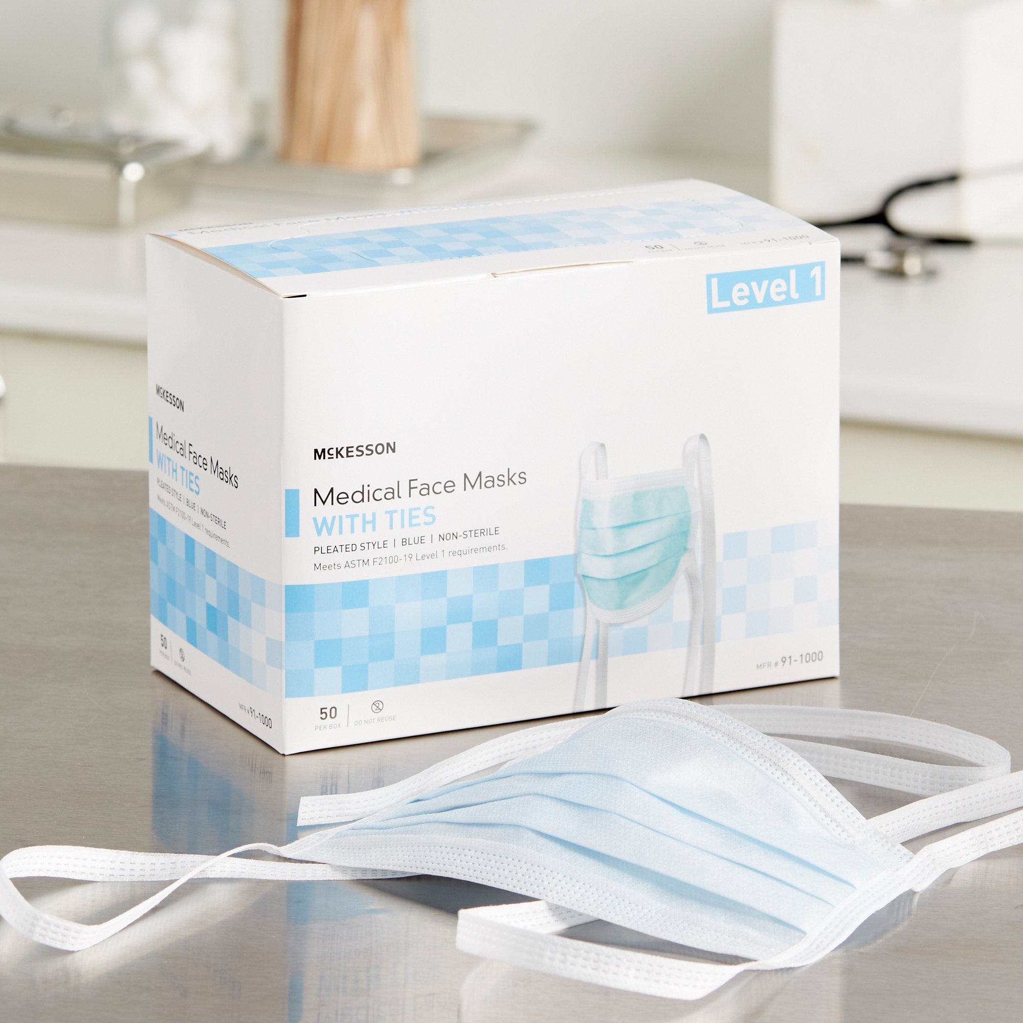McKesson Classic Style Surgical Mask, Blue 91-1000