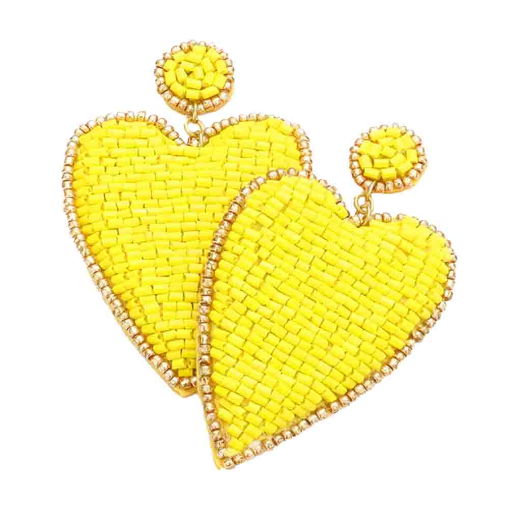 Felt Back Beaded Heart Earrings
