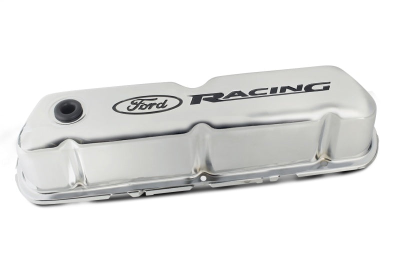 Ford Chrome Steel Valve Cover Set w/Ford Racing Logo FRD302-071
