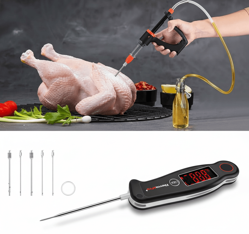 BBQ Essentials Duo Injector and Thermometer Set
