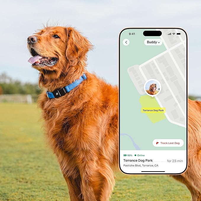 Fi New Series 3+ Smart Dog Tracker Collar – AI GPS for Dogs, Health & Behavior Monitor, Virtual Fence, Escape Alerts, Waterproof, Apple Watch Compatible 12Mo Membership Included - PhishStones Products
