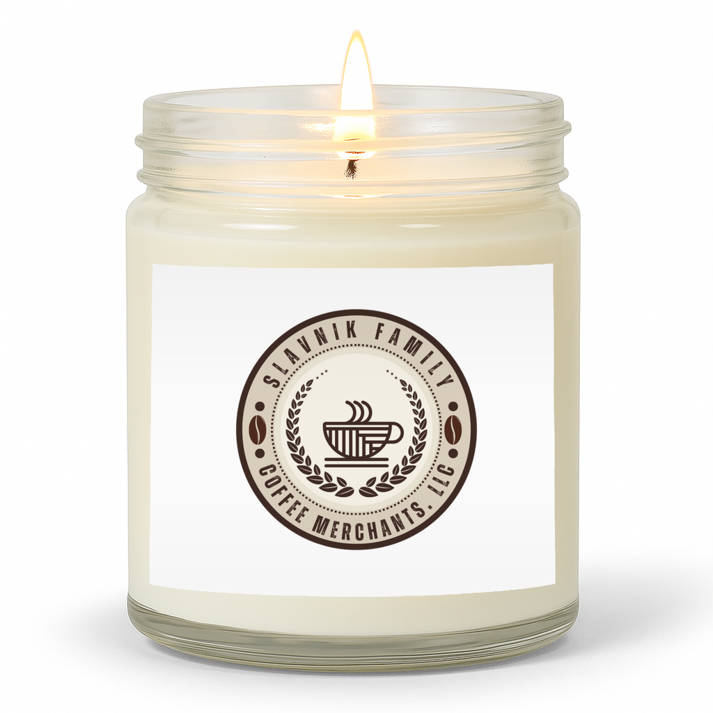 Slavnik Family Coffee Logo Clear Jar Candle 01