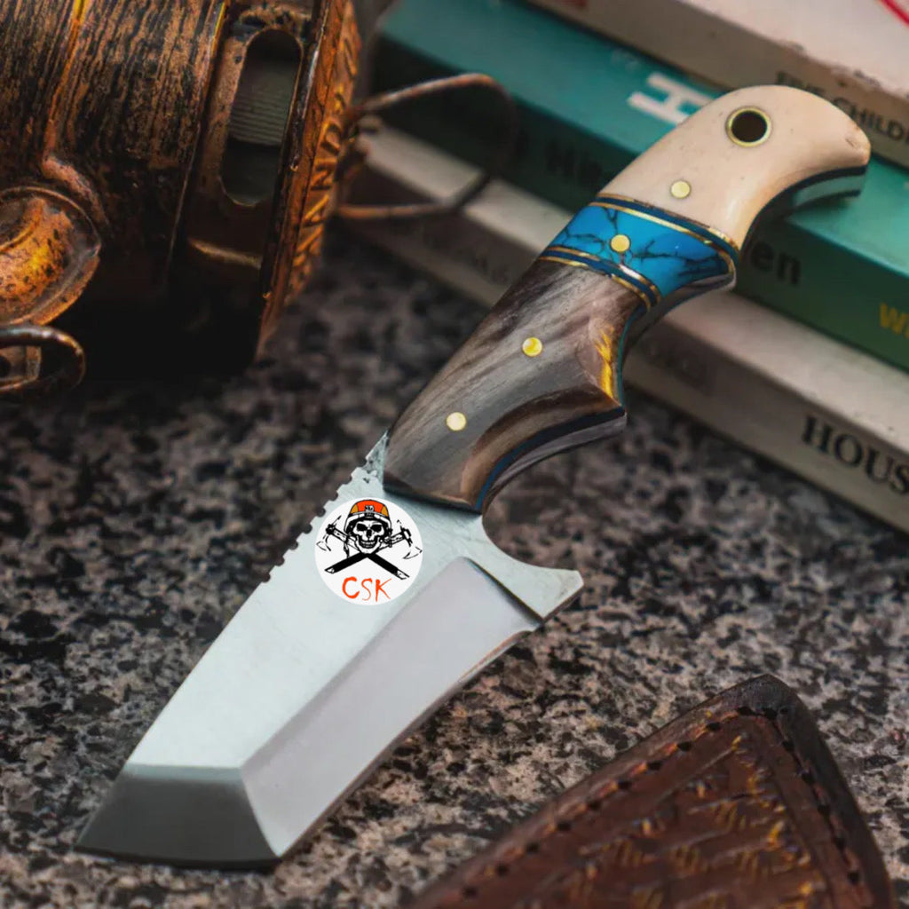 Finger grooved Turquois Tantoo Blade knife - PhishStones Products