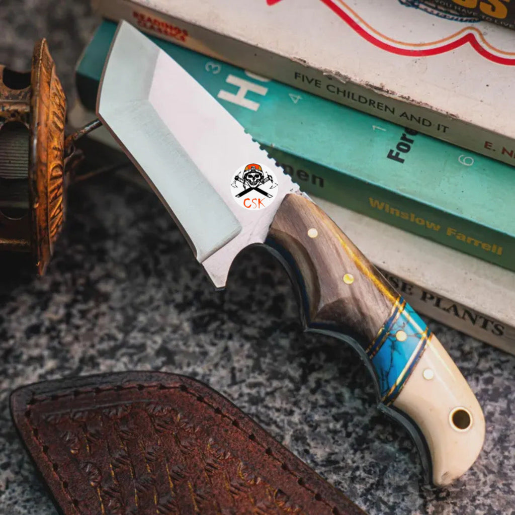 Finger grooved Turquois Tantoo Blade knife - PhishStones Products