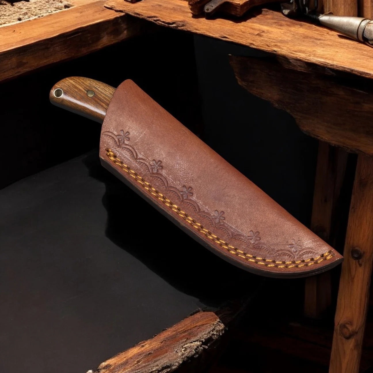 Fixed Blade Tanto EDC Knife With Leather Sheath - PhishStones Products