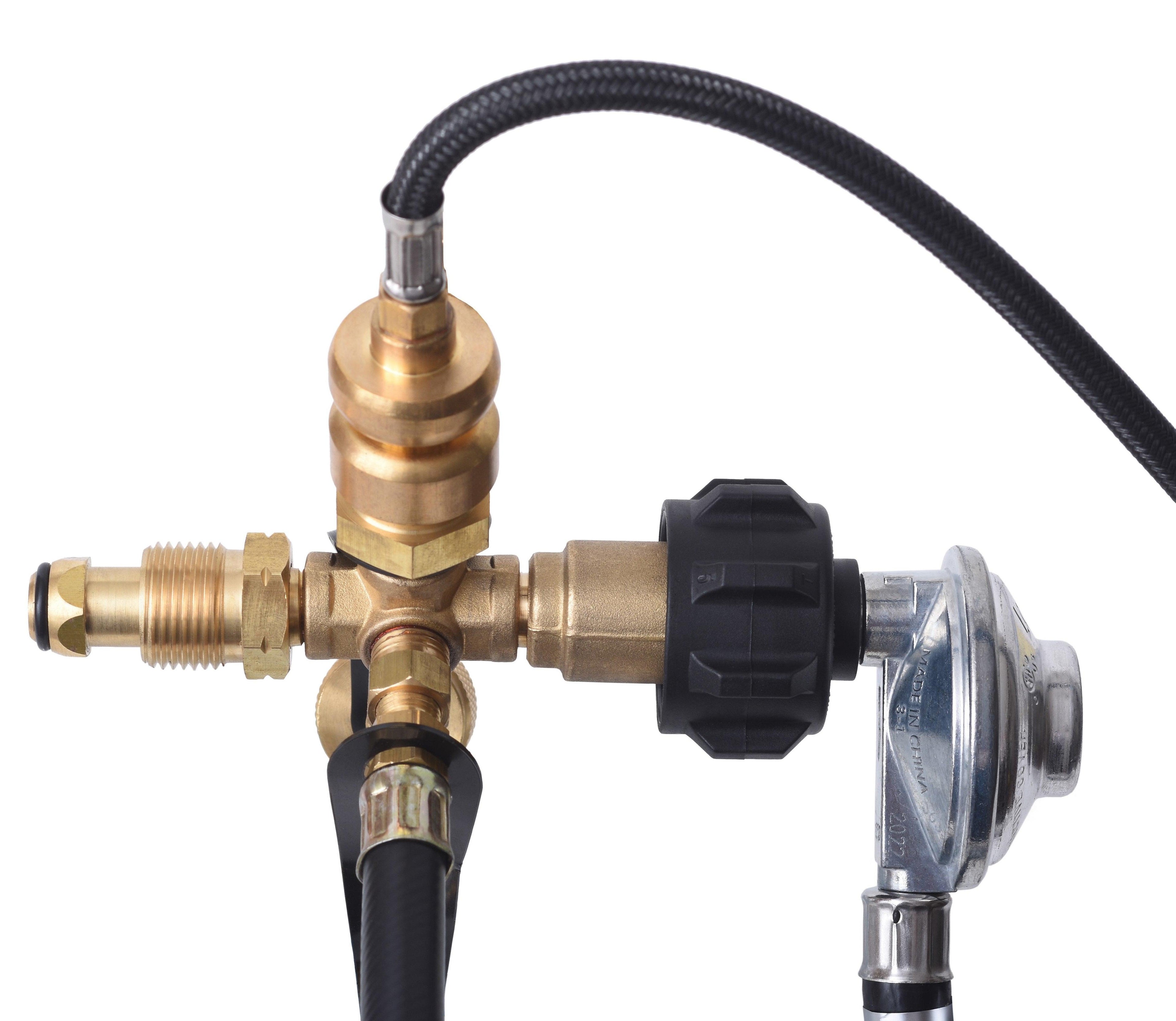 4 Port Brass Tee Propane Adapter - Flame King