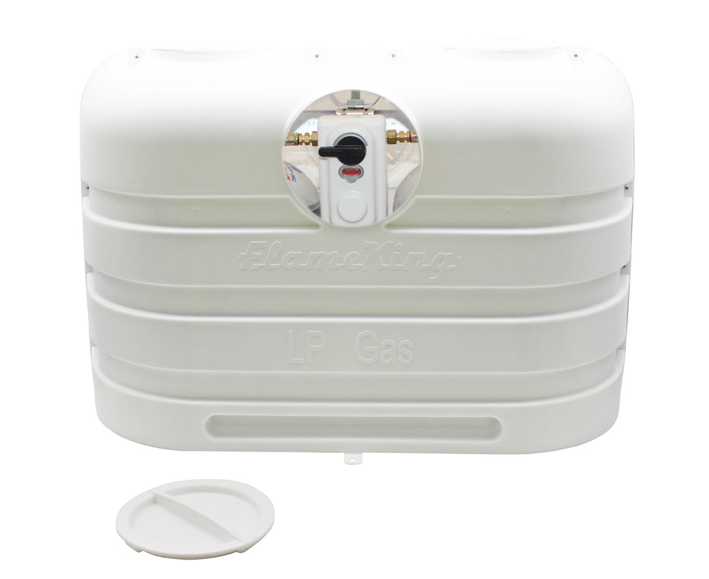 Flame King Dual 20LB LP Propane Tank Light Plastic Heavy Duty Cover Rv Trailer White