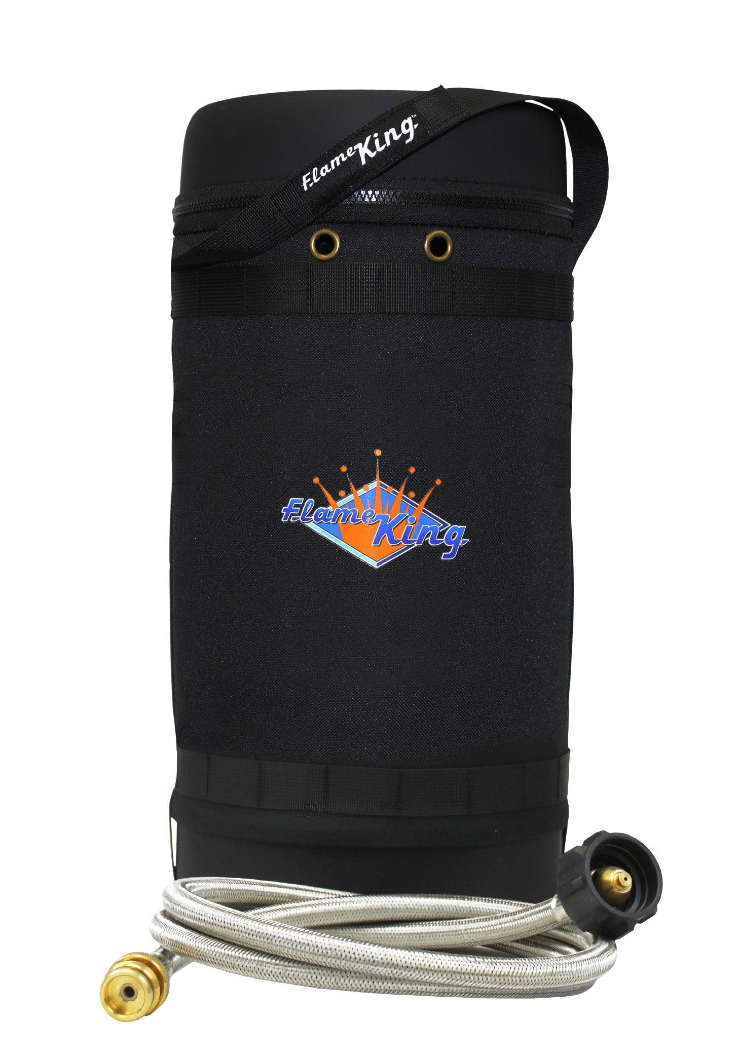 Flame King Propane Gas Hauler Kit 10lb Propane Tank, Adapter Hose and Insulated Protective Carry Case