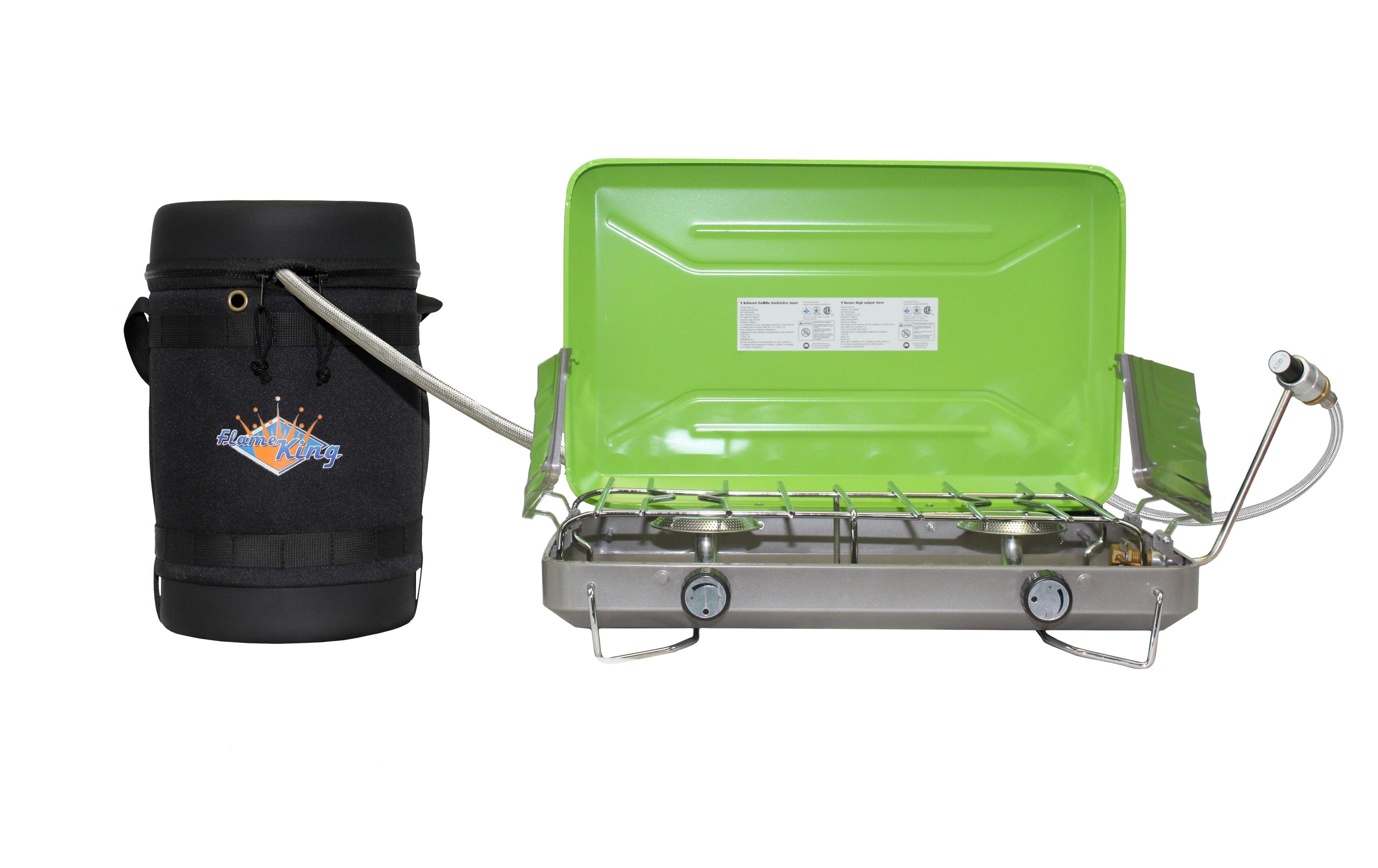 Flame King Propane Gas Hauler Kit 5lb Gauge Propane Tank, Adapter Hose and Insulated Protective Carry Case