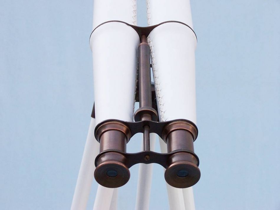 Floor Standing Admirals Bronzed With White Leather Binoculars 62""