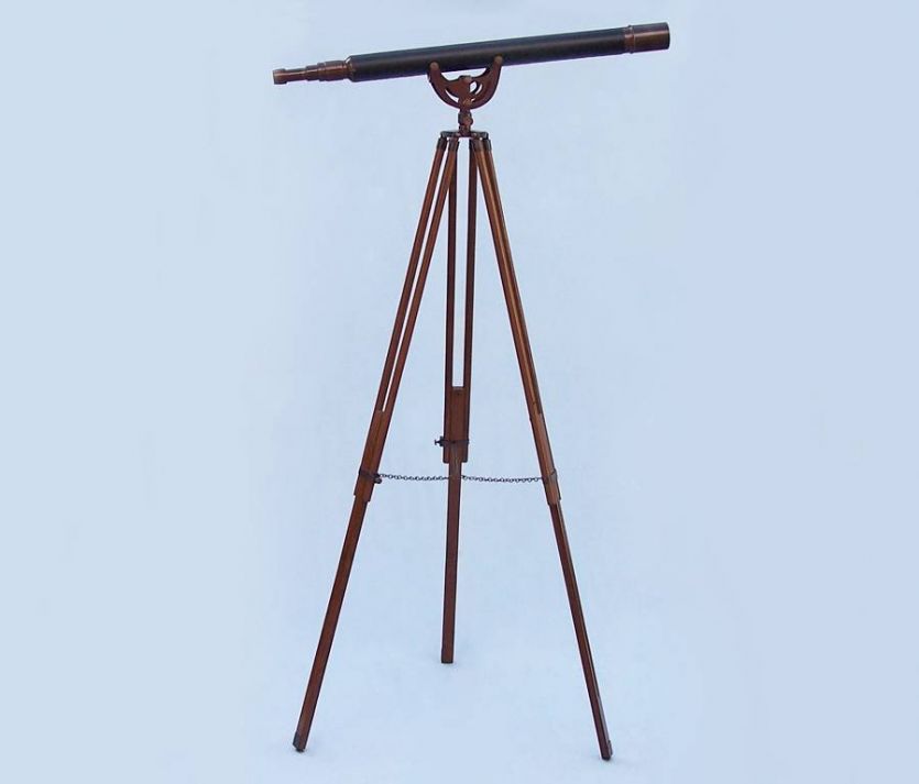 Floor Standing Antique Copper With Leather Anchormaster Telescope 65""