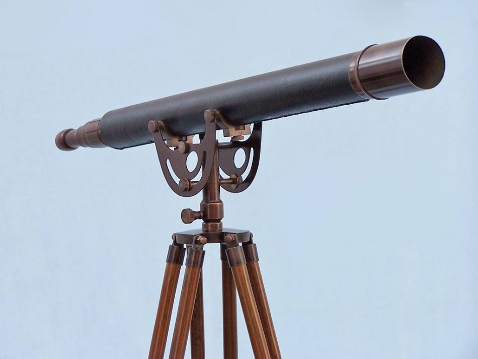 Floor Standing Antique Copper With Leather Anchormaster Telescope 65""